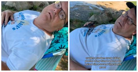 A man gets confronted after he was caught taking pictures of girls at the beach