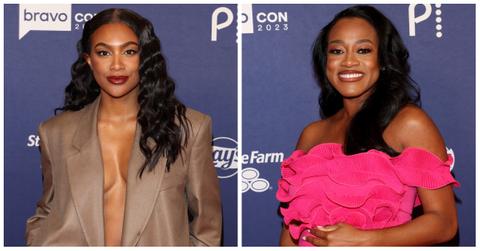 Jordan Emanuel and Jasmine Ellis Cooper of 'Summer House: MV' pose separately on the red carpet at BravoCon 2023.