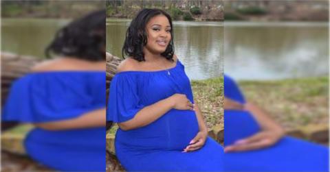 Adriana Smith poses for a photograph while pregnant.