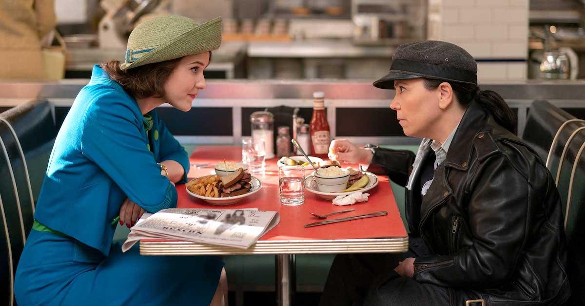 Rachel Brosnahan as Midge Maisel and Alex Borstein as Susie in 'Marvelous Mrs. Maisel'