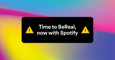 A notification for a BeReal, now with Spotify.