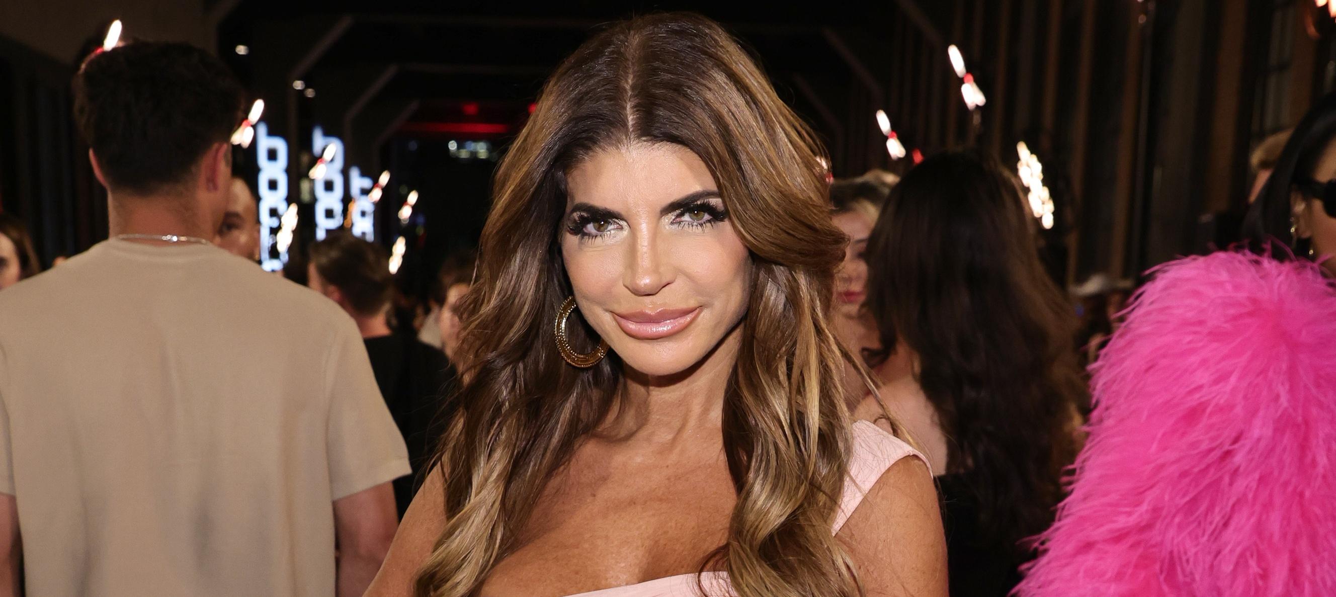 Teresa Giudice at Boohoo by Kourtney Kardashian Barker's New York Fashion Week debut on Sept. 13, 2022 