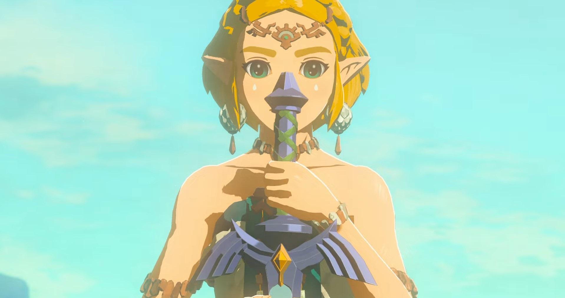 'Tears of the Kingdom' Zelda holding a damaged Master Sword.
