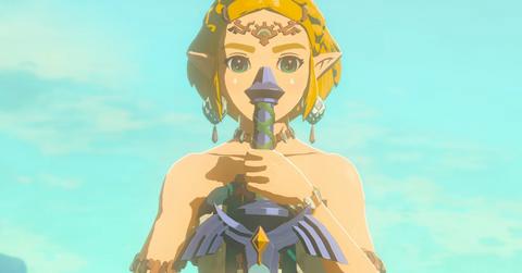 'Tears of the Kingdom' Zelda holding a damaged Master Sword.