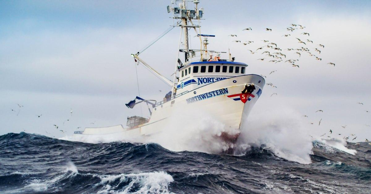 The Northwestern on the choppy waters of the Bering Sea.