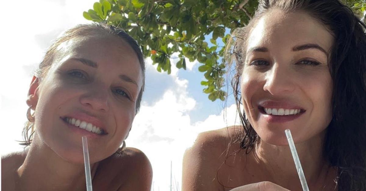 Bill Skarsgard's partner, Alida (right), by the water on Bequia Island.