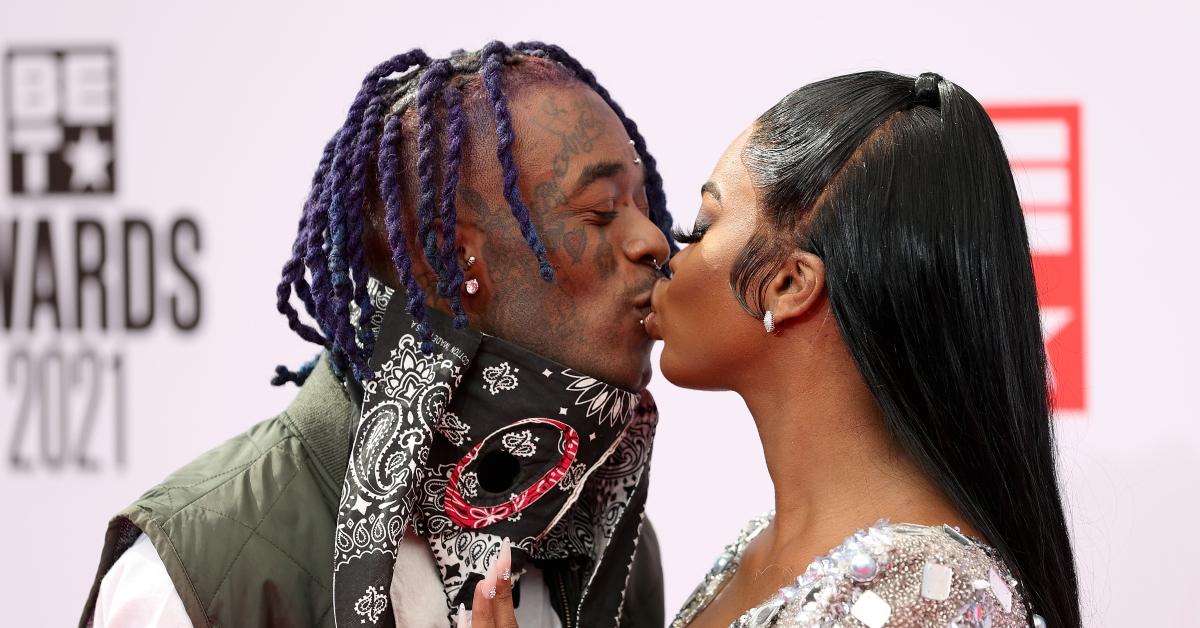 Lil Uzi Vert and JT kiss on the 2021 BET Awards Red Carpet.