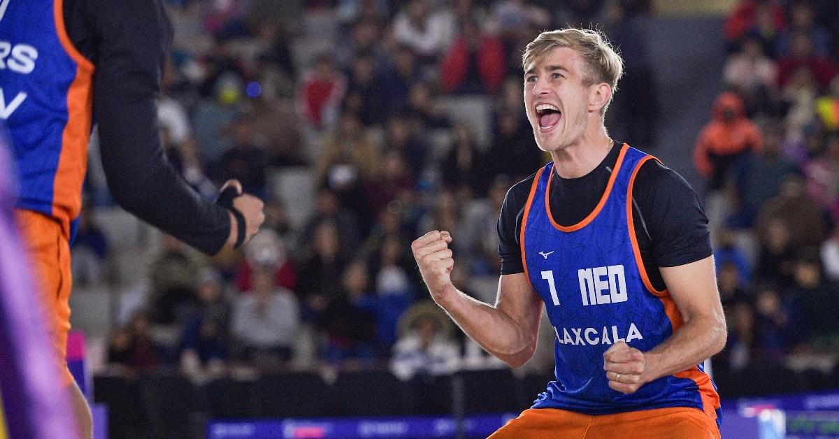  Matthew Immers of the Netherlands and Steven van de Velde of the Netherlands during Day 7 of the Beach World Champs Tlaxcala 2023 at Tlaxcala Plaza de Toros on October 12, 2023 in Tlaxcala, Mexico. (Photo by Pablo Morano/BSR Agency/Getty Images)