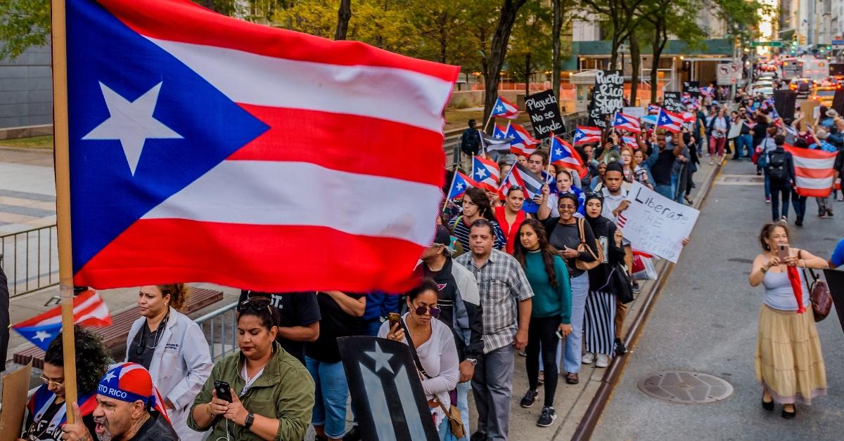 Protestors in NYC advocating for people in Puerto Rico