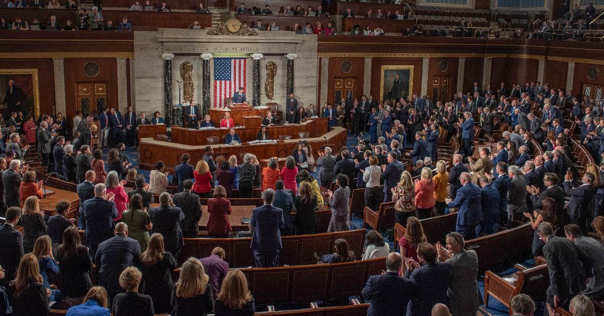 United States Representative Mike Johnson addresses the chamber as he is elected Speaker of the House in the House Chamber