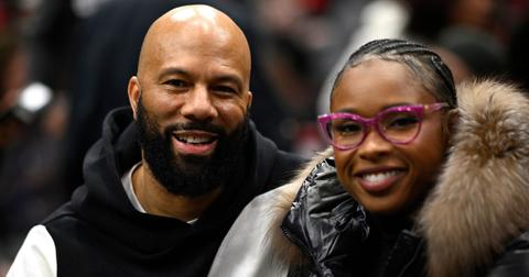 Common and Jennifer Hudson attend a game between the Chicago Bulls and the Philadelphia 76ers