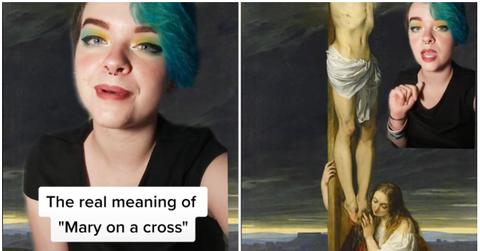 TIkTok user @pixie.0_0.girl translates :Mary On a Cross"