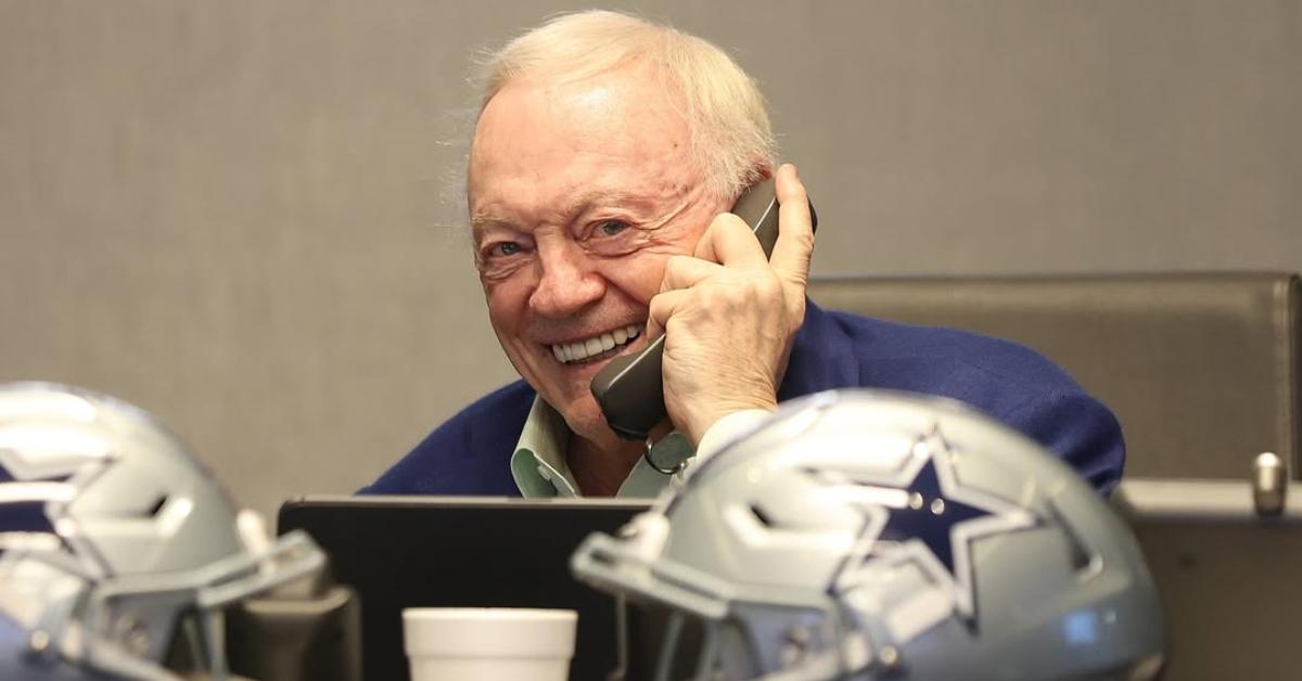 Jerry Jones on the phone after the 2025 NFL draft.