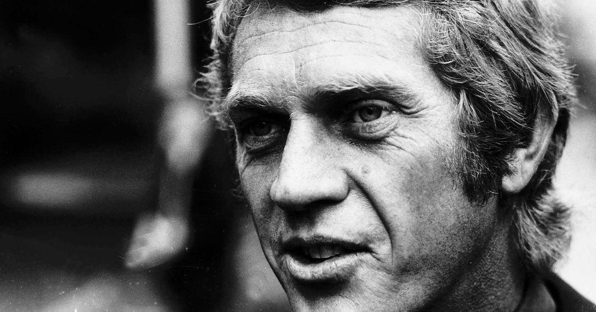 Actor Steve McQueen in black and white photo