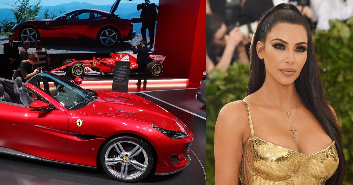 (L-R) A Ferrari Portofino, Kim Kardashian