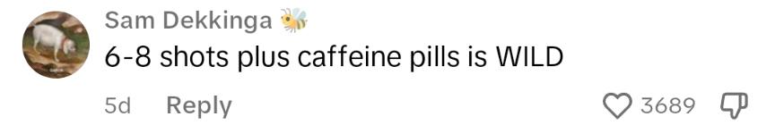 TikTok comment about caffeine addiction