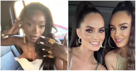 Split image of chelsea lazkani, alexanne wagner, and savanna mothner from selling sunset