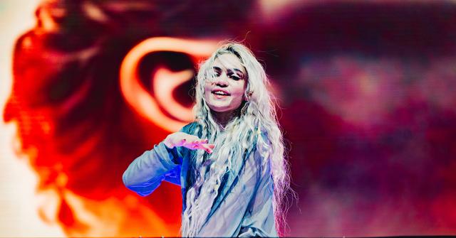 Grimes performs at the Sahara Stage at the 2024 Coachella Valley Music And Arts Festival - Weekend 1 - Day 2 at Empire Polo Club on April 13, 2024 in Indio, Calif.