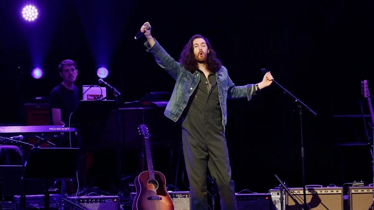 Hozier performs onstage during the Love Rising: Let Freedom Sing (and Dance) on March 20, 2023