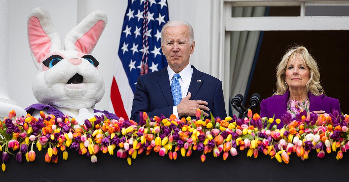 Joe and Jill Biden at the White House Easter Egg roll. 