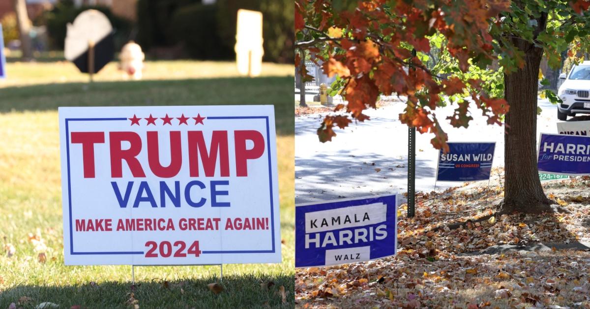 Side by side collage of campaign street signs