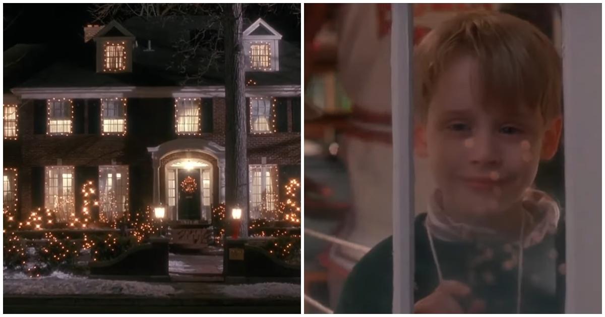 (l-r): The house in 'Home Alone' and Macaulay Culkin in 'Home Alone' as Kevin McAllister