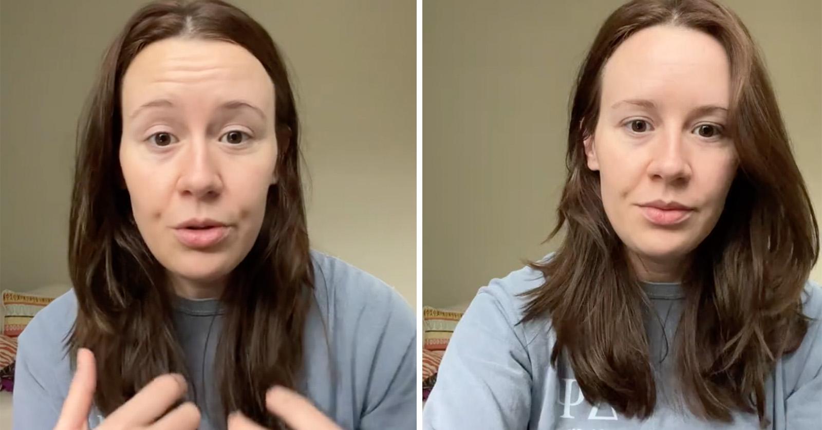 woman no makeup interview