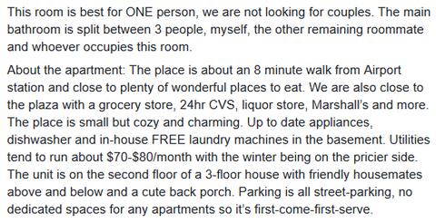 People Post Ad for Roommate Who's Never Home