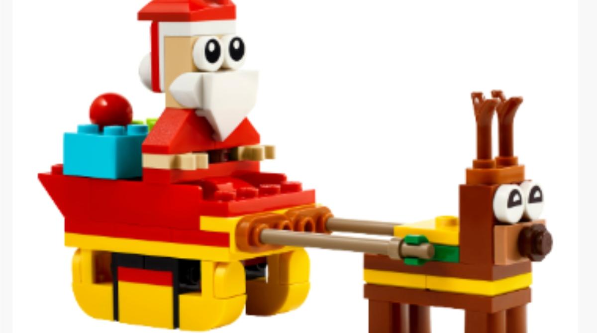 A LEGO set with Santa and a reindeer