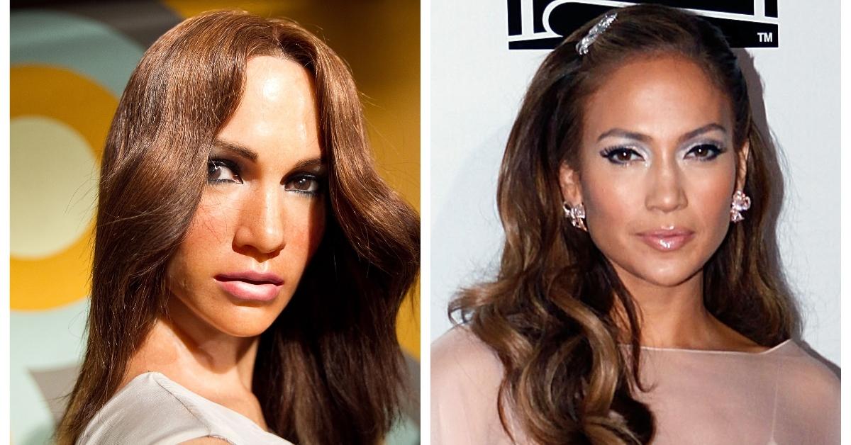 Jennifer Lopez wax figure and actual Jennifer Lopez