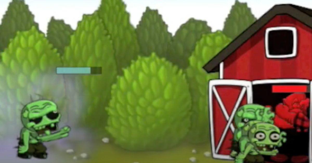 Zombies walking in 'Zombie Farm' game.