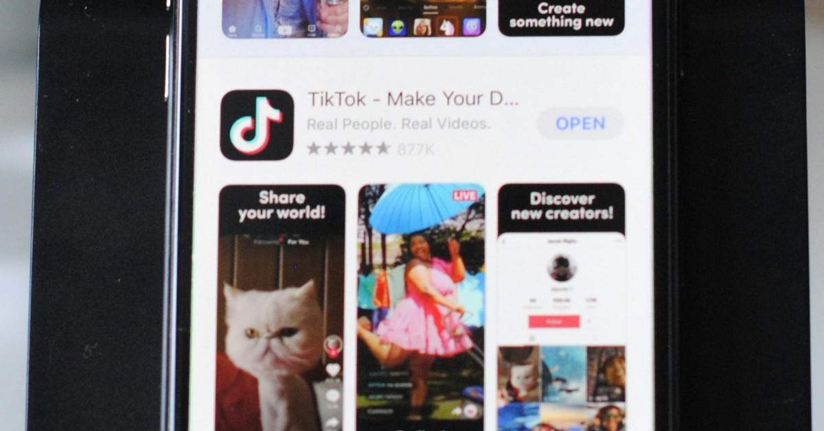 TikTok in the app store on the screen of a phone