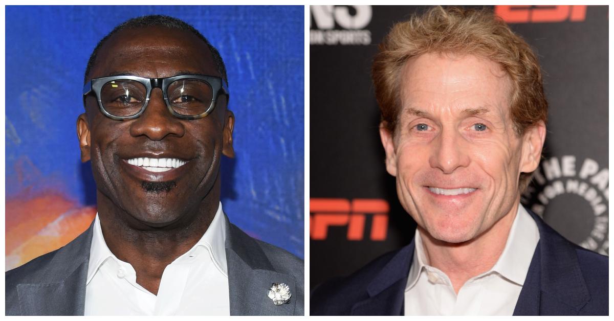 Shannon Sharpe in Hollywood in September 2022 and Skip Bayless in New York in 2014