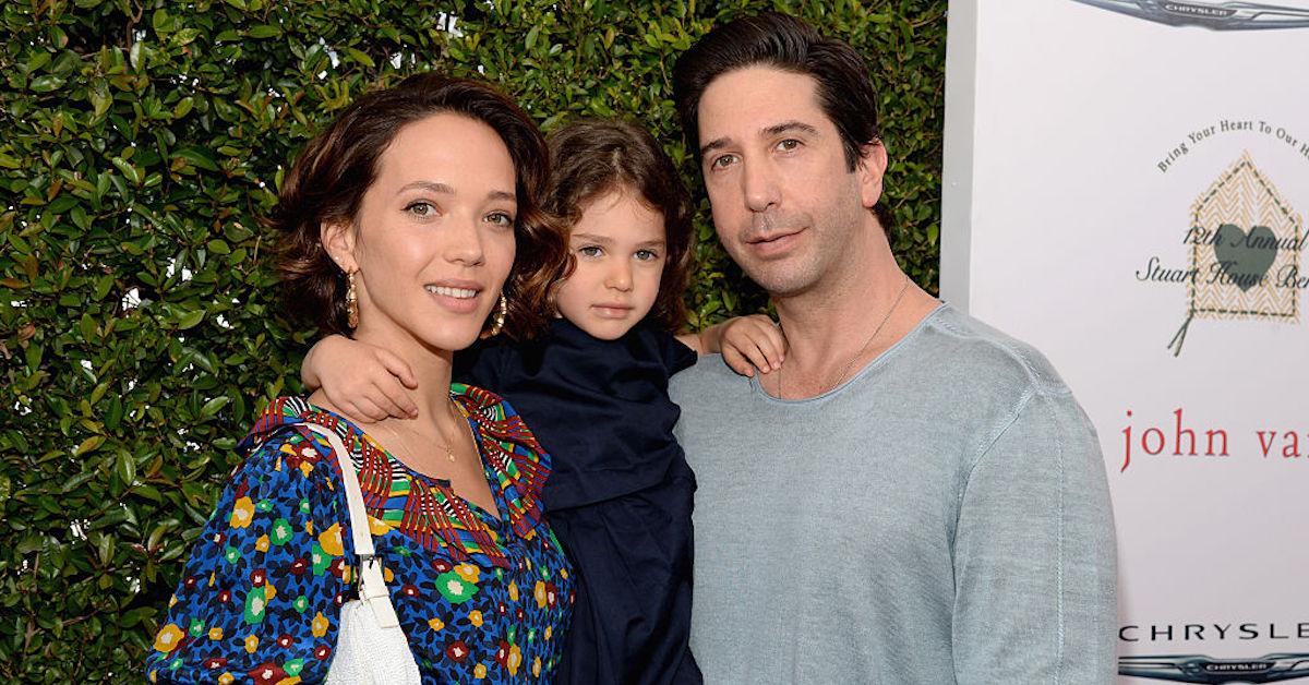 Friends still. David Schwimmer / Ross Geller, wife and baby Stock