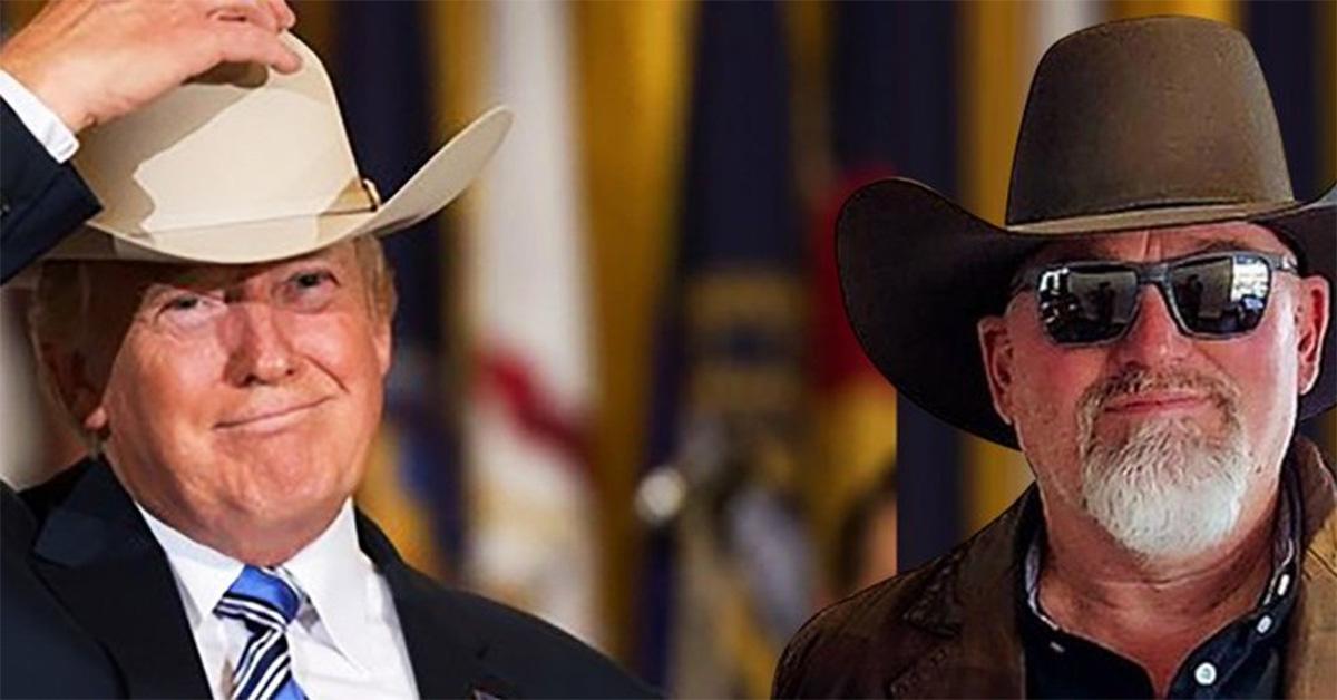 Donald Trump and Phillip Buchanan standing next to each other in cowboy hats. 