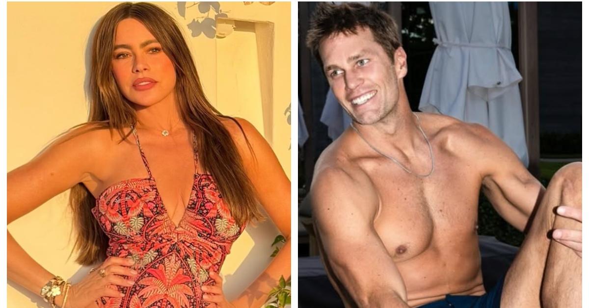 (L-R): Sofia Vergara; Tom Brady