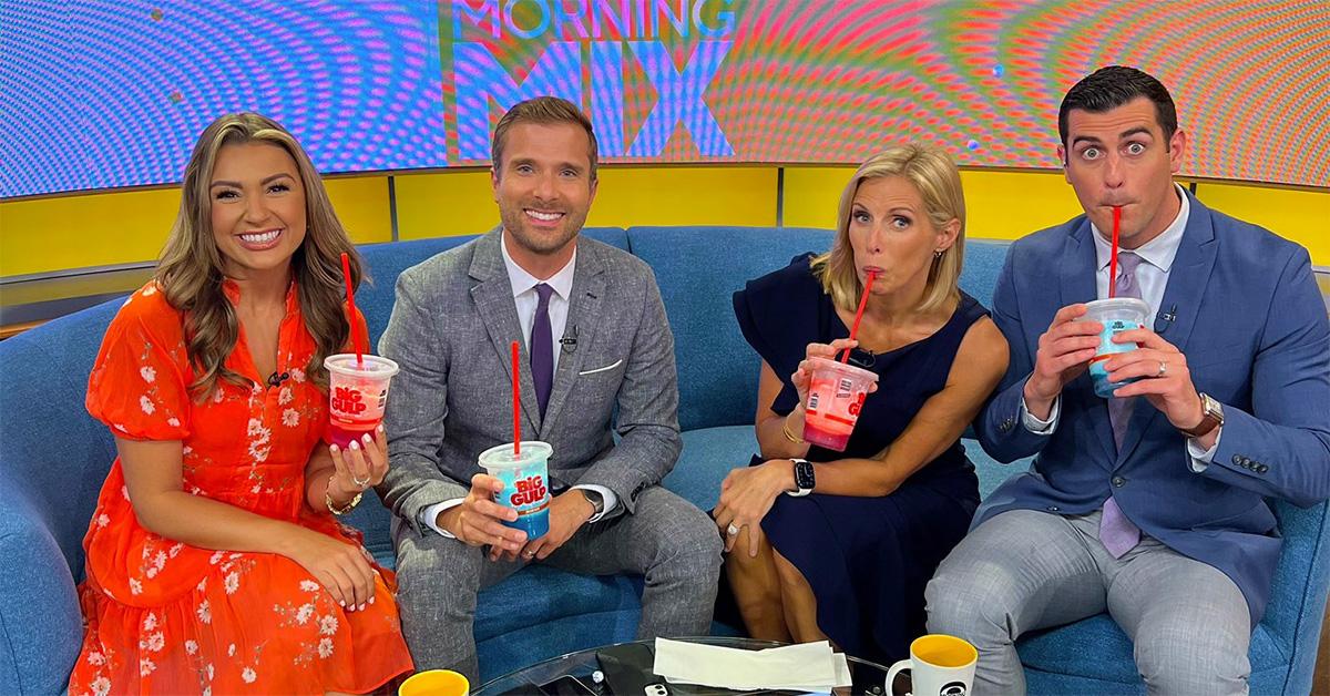 Zack Green (far right) drinking a Big Gulp with the rest of the WBZ morning crew. 