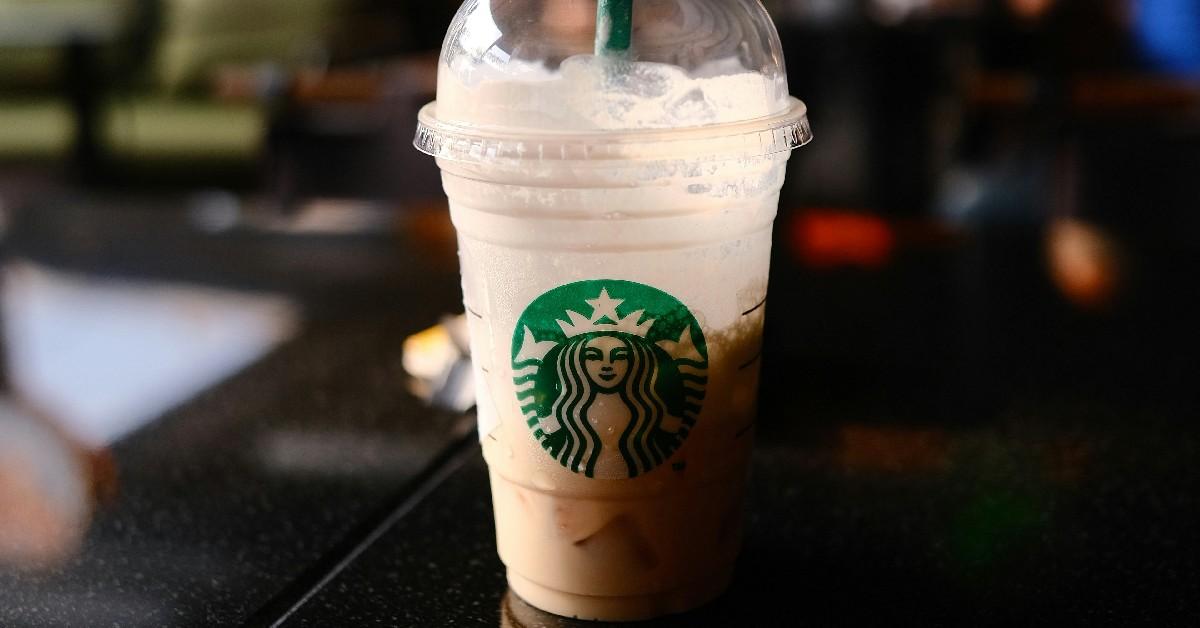 Photo of a drink from Starbucks on a table