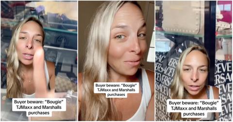 Viral video of woman who claims TJ Maxx and Marshalls customers are buying luxury items and returning fakes.
