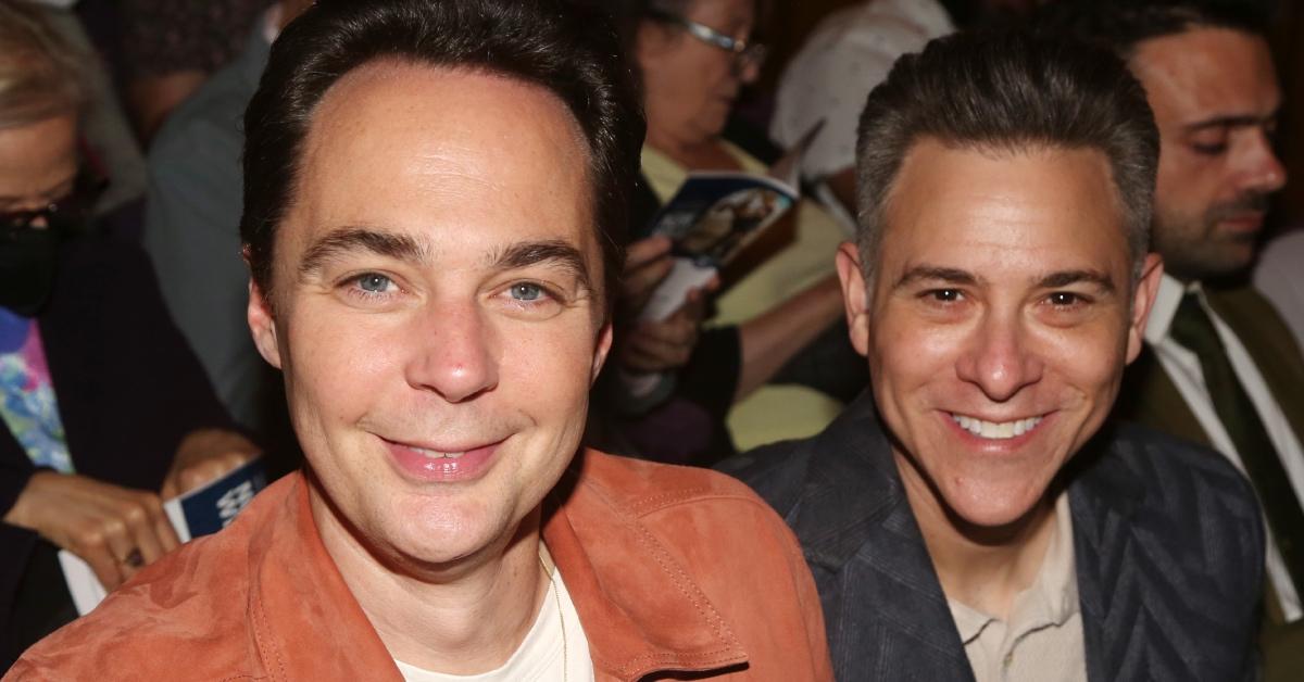 Jim Parsons and Todd Spiewak pose at the opening night of the new play 'Grey House'.