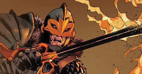 Black Knight possesses the Ebony Blade