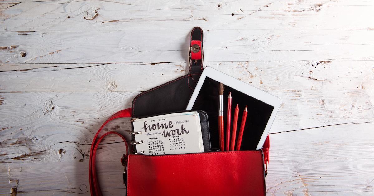 A bag with school supplies