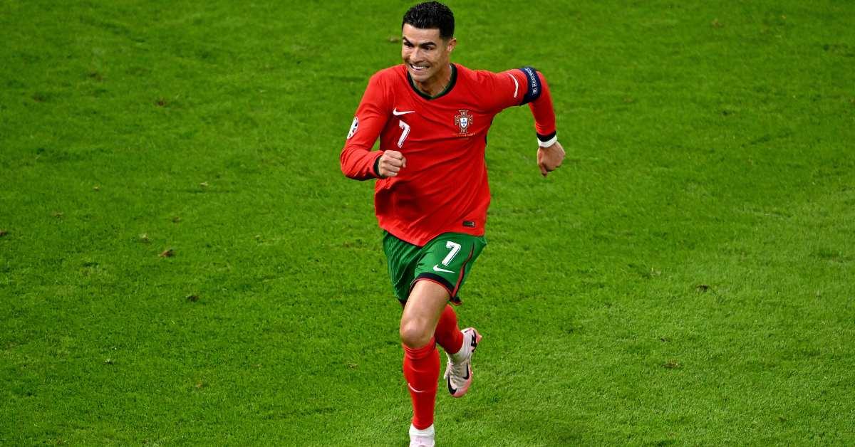 Cristiano Ronaldo of Portugal looks on as he runs off the ball during the UEFA EURO 2024 quarter-final match between Portugal and France