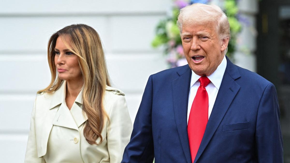 Melania Trump and the president at the White House.
