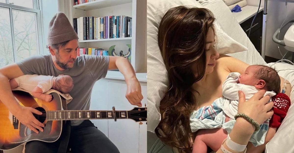 Josh Radnor shared photos of himself and his wife Jordana with their newborn son.