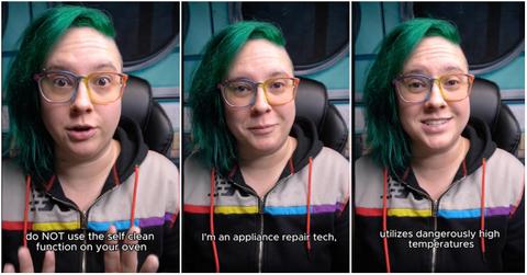 A woman's viral TikTok on why you shouldn't use a self cleaning oven.