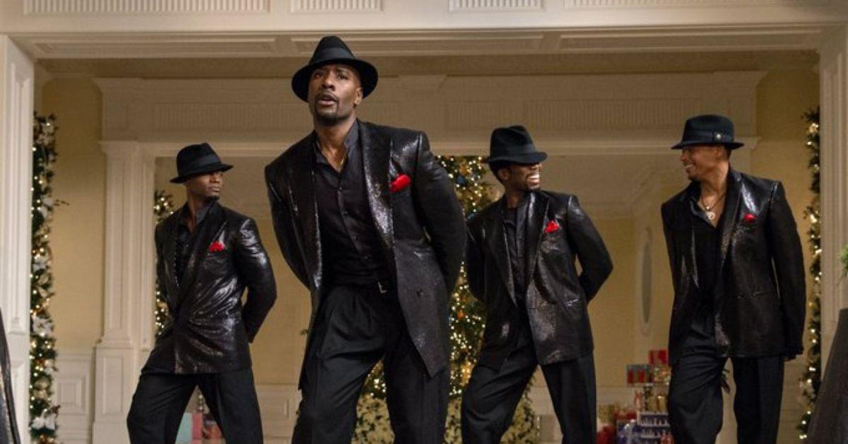 (l-r): Taye Diggs, Morris Chestnut, Terrence Howard, and Harold Perrineau in 'The Best Man Holiday.'