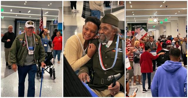 honor flight arriving back to los angeles