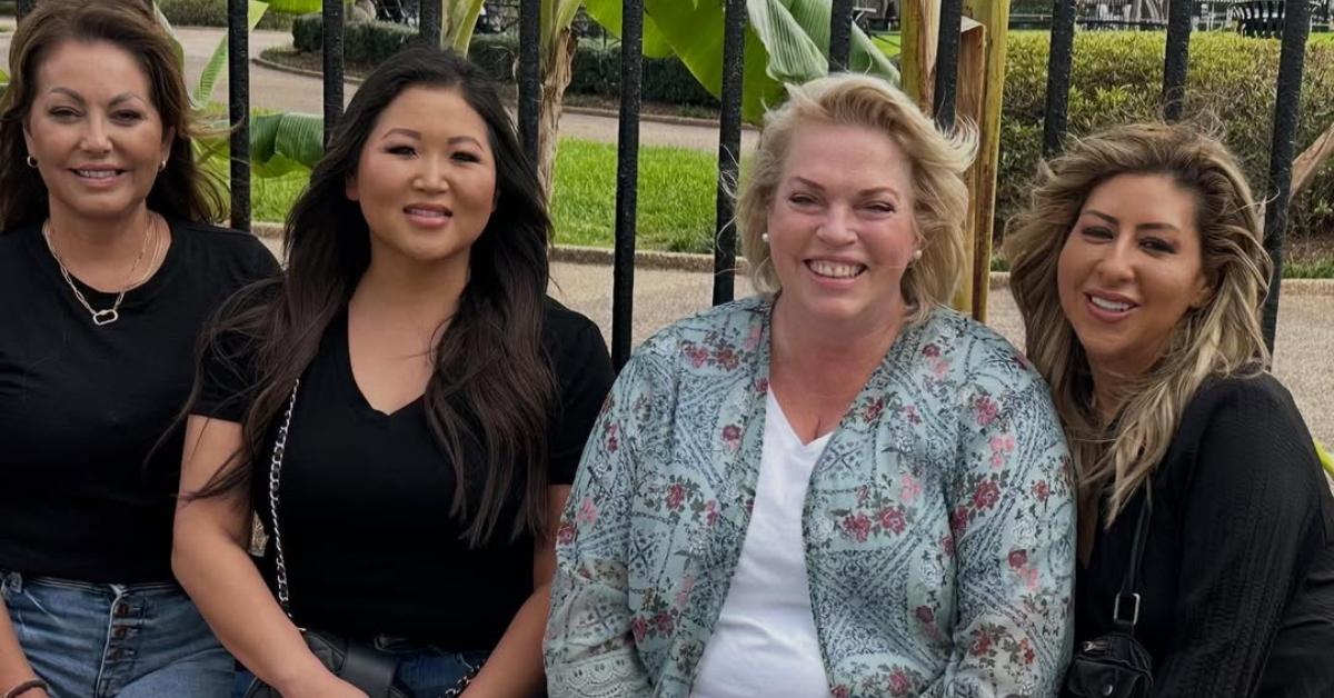 Janelle Brown outside with Angela Moody and some of their other friends.