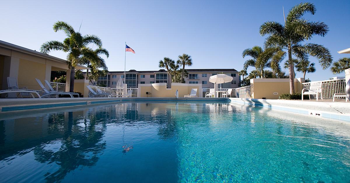 A pool at an apartment complex